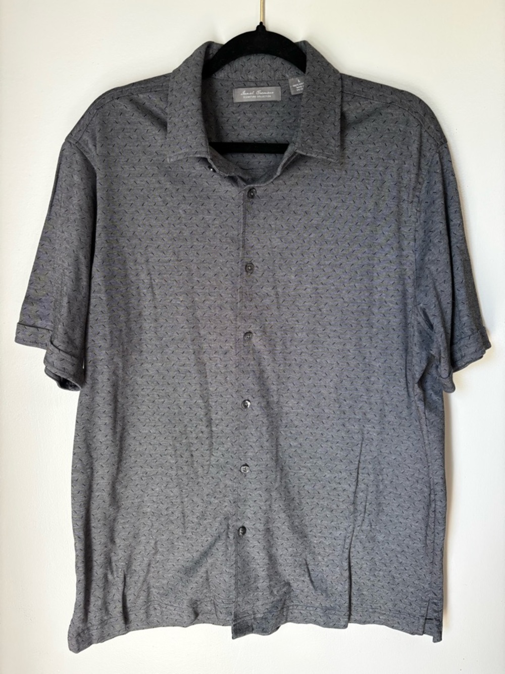 Daniel Cremieux Short Sleeve Button-Down Shirt - Gray Micro Pattern